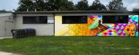 Image rendering of the proposed mural concept side with a luna moth, a flower, and a bird