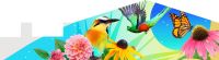 Flat image of mural proposal with birds and flowers